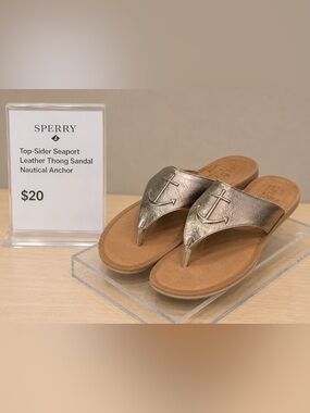Sperry Top-Sider Seaport Leather Thong Sandal nautical anchor